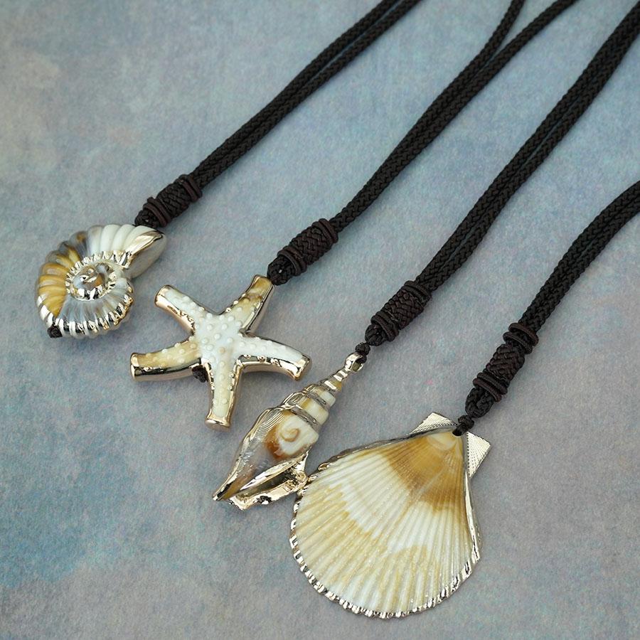 

Noter 2Pcs New Ocean Conch Starfish Shell Necklace Unisex Summer Beach Vacation Jewelry Neck Accessories Lightweight Comfortable 68cm(26.8inch)