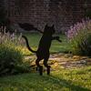 Durable Metal Yard Inserts Halloween Black Cat Stakes, Garden Stake with Pumpkin Lantern and Waterproof Statues Witch Broom, Outdoor Lawn Art