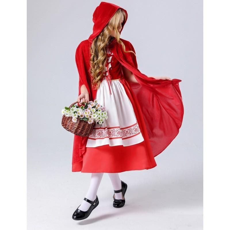Girls Adorable Red Fairy Tale Costume Featuring High Quality Polyester Fabric Comfort For