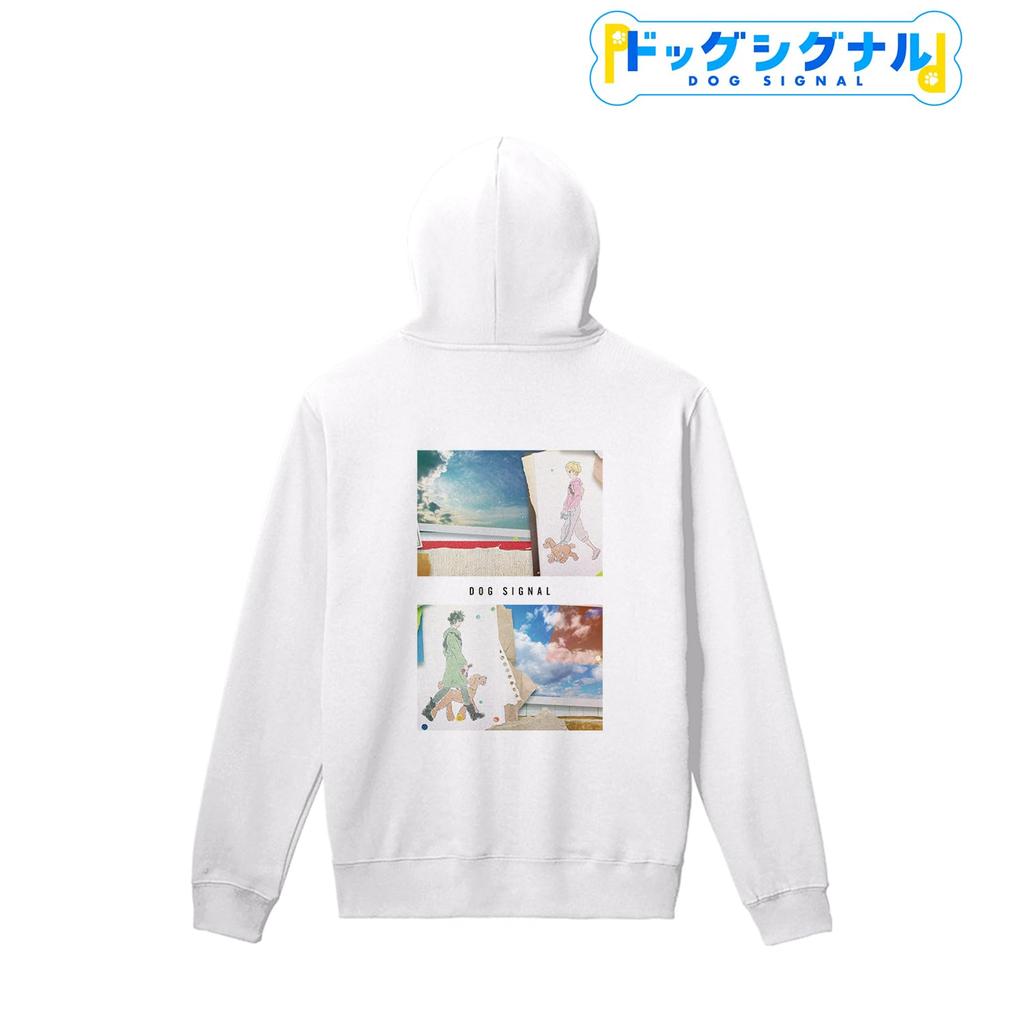 Dog Signal" Anime Scene Back Print Hoodie, Men's, Size L