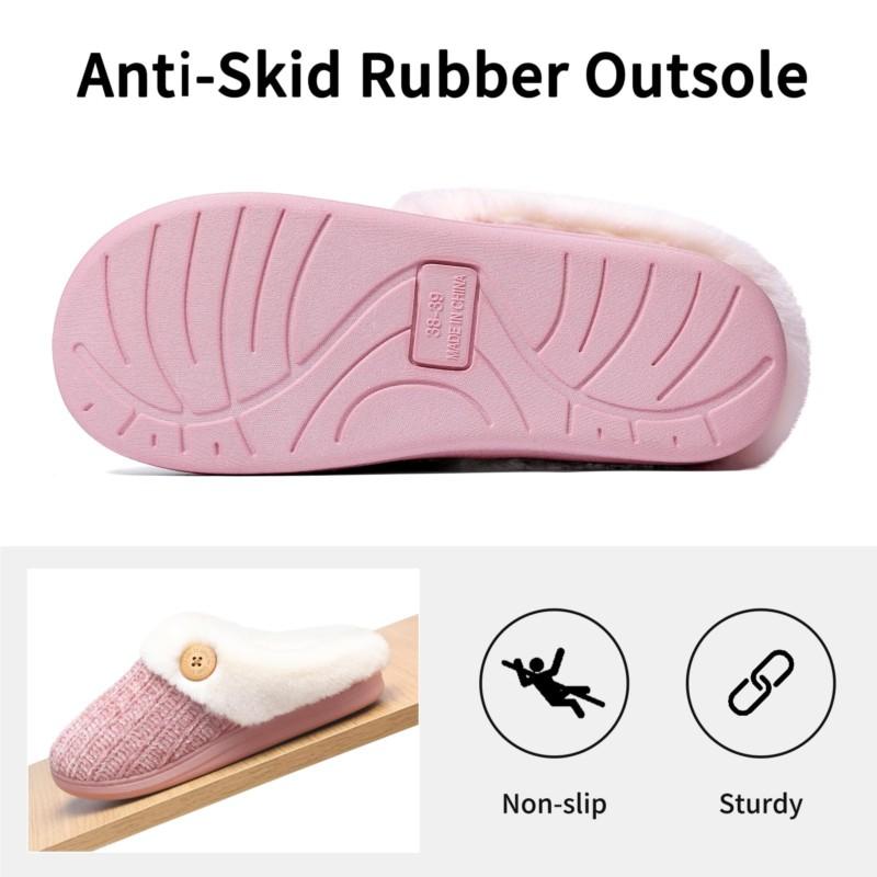 Fashion Crestar Fuzzy House Slippers For Women Indoor Warm Comfy Wool-Like Lined Chenille Slippers Winter Cozy Memory Foam Cotton Shoes