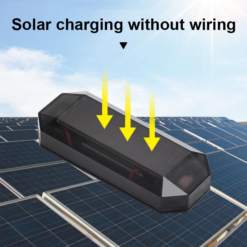 SEAMETAL Mini LED Solar Power Car Warning Light Night Security Simulated Alarm Lamp Wireless Anti-Theft Caution Lamp Flashing Dummy Warning Lamp