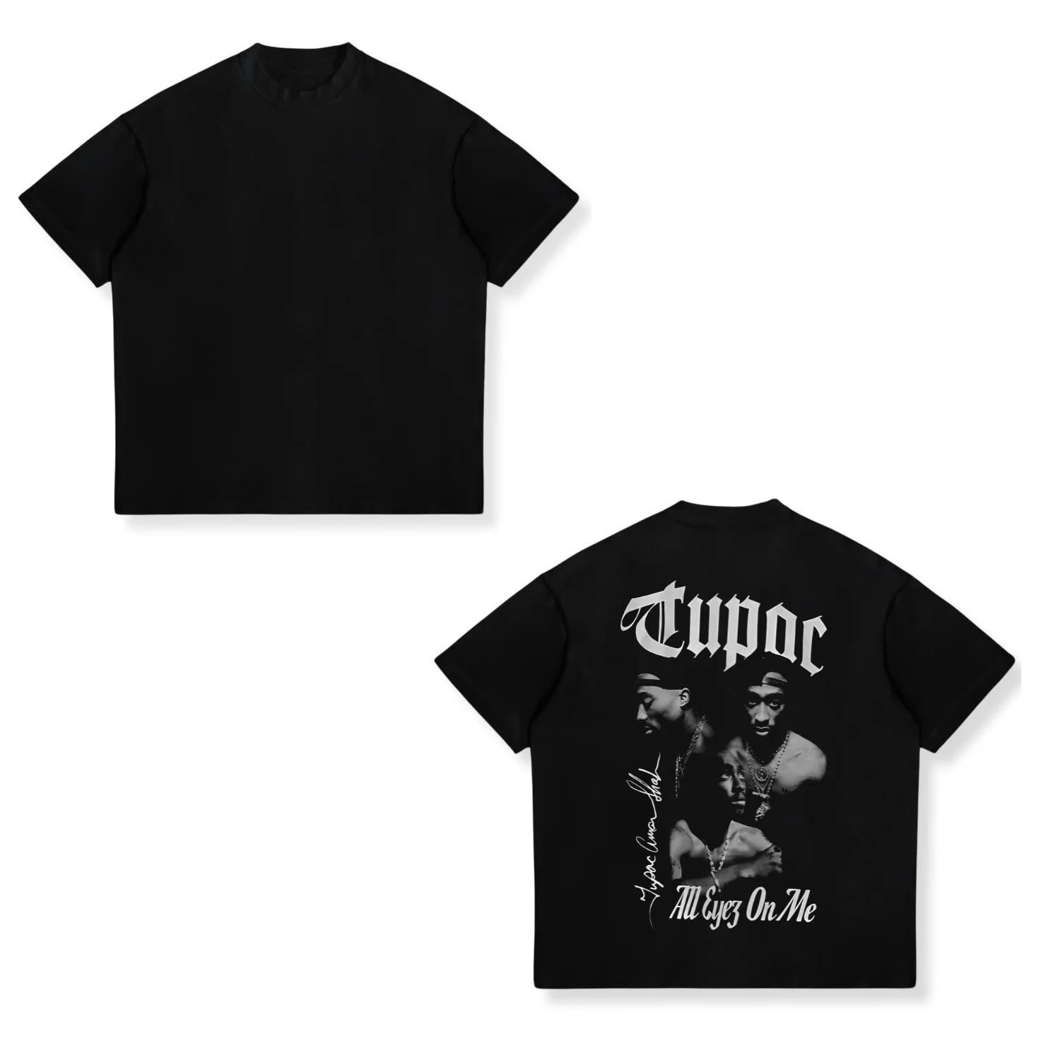 Cotton Print Summer Unisex T Shirt Unisexs Tshirts Rapper Star Tupac Print Streetwear Women Short Sleeve Casual Tshirt Y2k 2XL