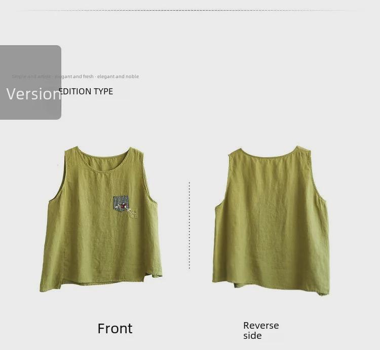 Women's Loose Summer Cotton & Linen Camisole: Versatile Retro Sleeveless Top