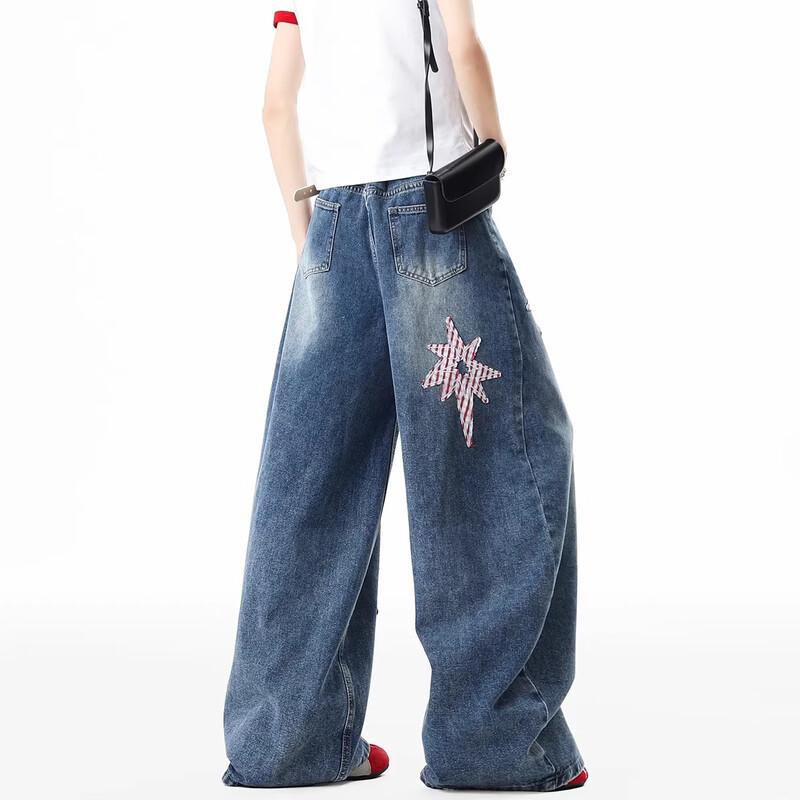 BWKA Star Patch Loose Wide-Leg Jeans