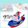 Blue Electric Fireboat Model Toy For Kids With Water Spraying Fun Music And Lights