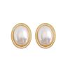 Korean Baroque Pearl Stud Earrings - Simple Oval Design, Fashionable Women's Accessories