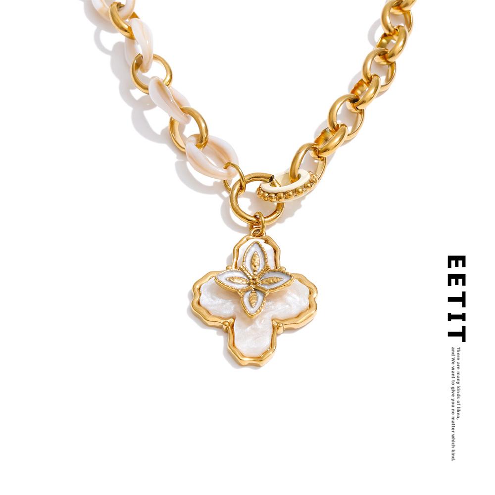 Eetit Stainless Steel Resin Flower Pendant Necklace Chain Hot Style Exclusive Fashion Statement Collar Jewelry New Arrivals 2026
