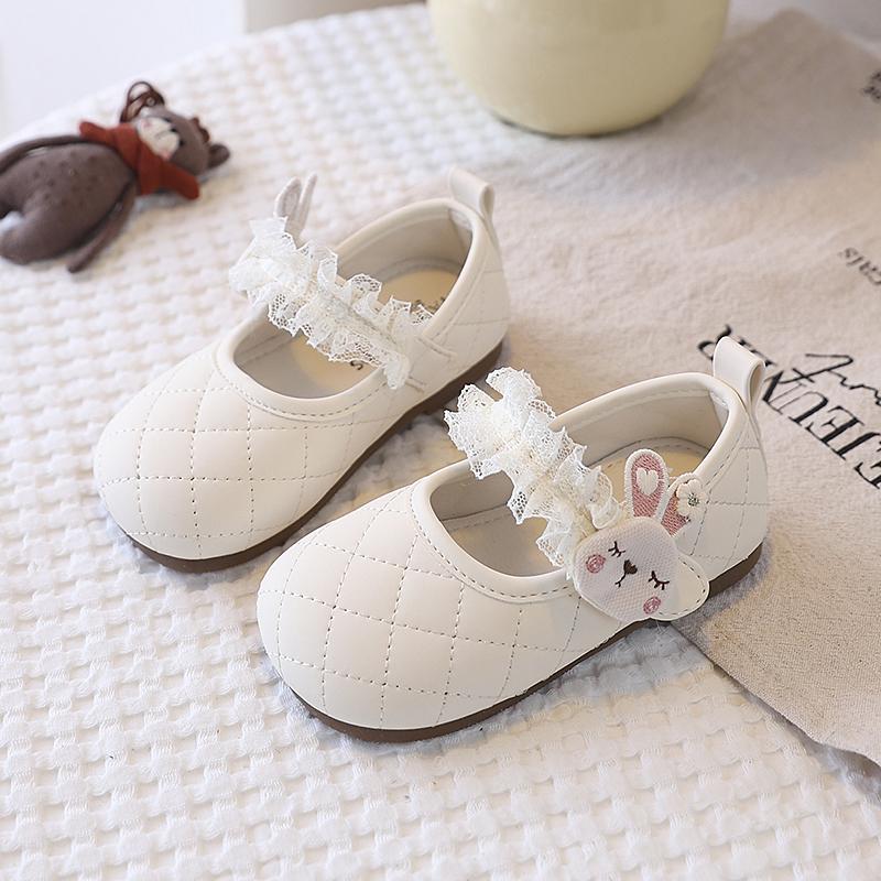 

Cute Girls Shoes with Rabbit Cartoon Lace Kids Leather Shoes Toddlers Little Child Casual Flats All Match 21-30 Spring Autumn 24