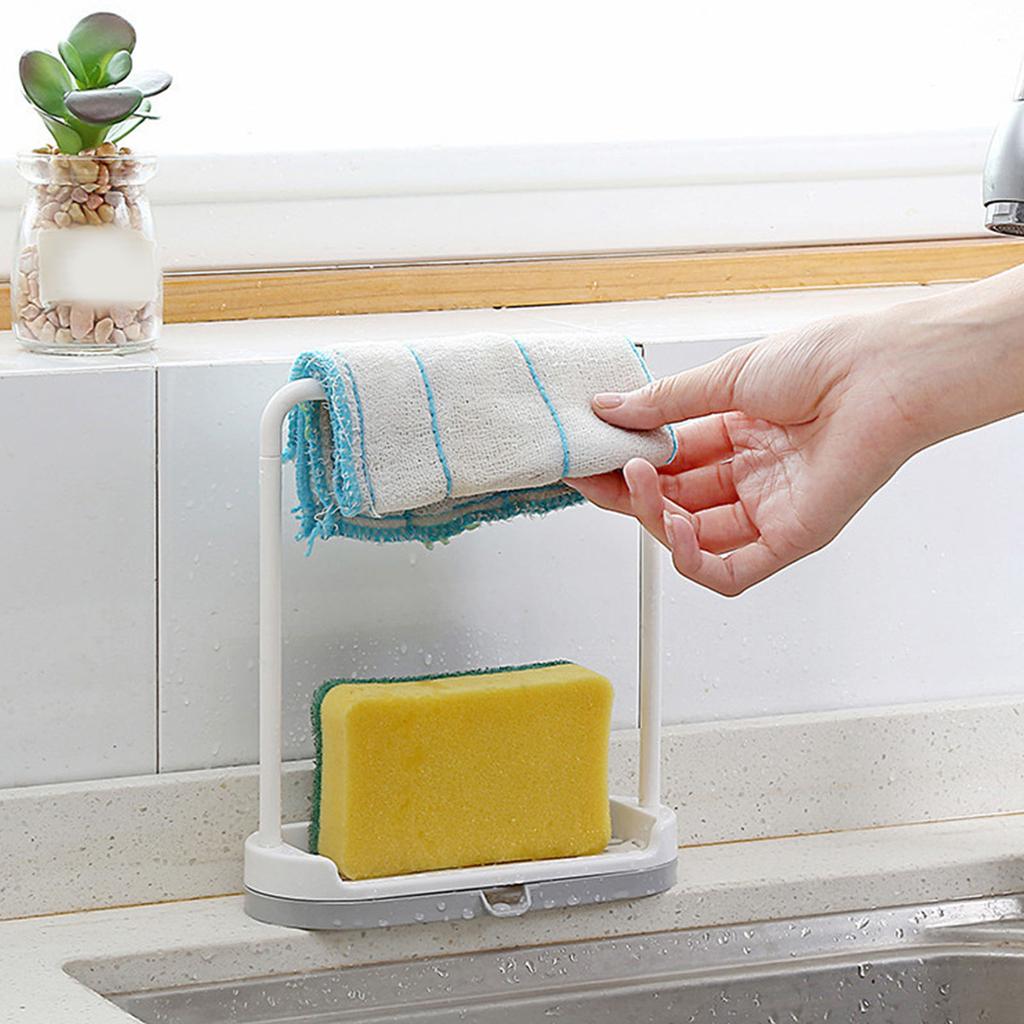 Küchenspüle Schwammhalter Mehrzweck Küchenlappenständer Schwammhalter mit Spültuch-Trockenständer für Küchenarbeitsplatte