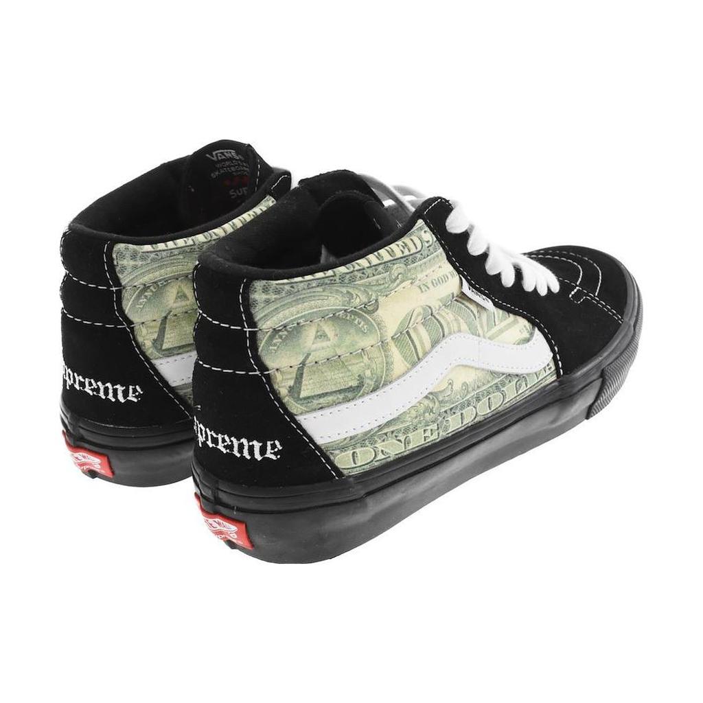 New Grosso Supreme X Skate Vans Mid 'Dollar Bill Black' VN0A5FCGBMA
