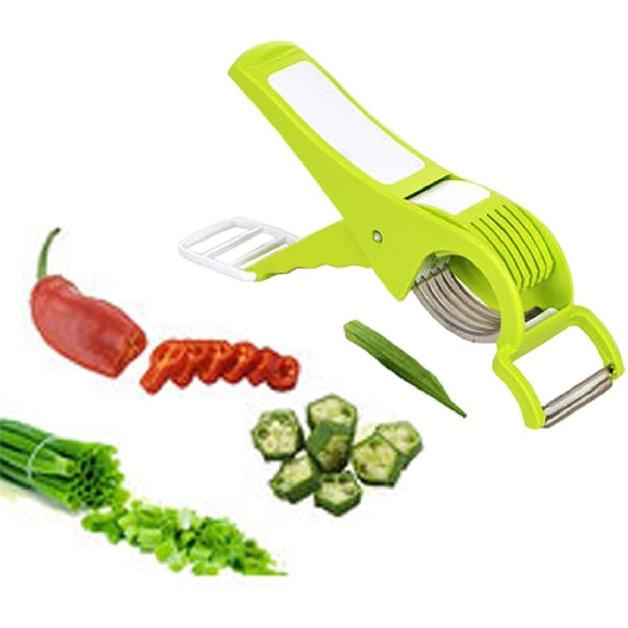 Vegetable Cutter 5 Sharp Blade with Peeler 2 in 1 Multi-Functional Kitchen Vegetable Chopper Chilly Cutter (Multicolor)