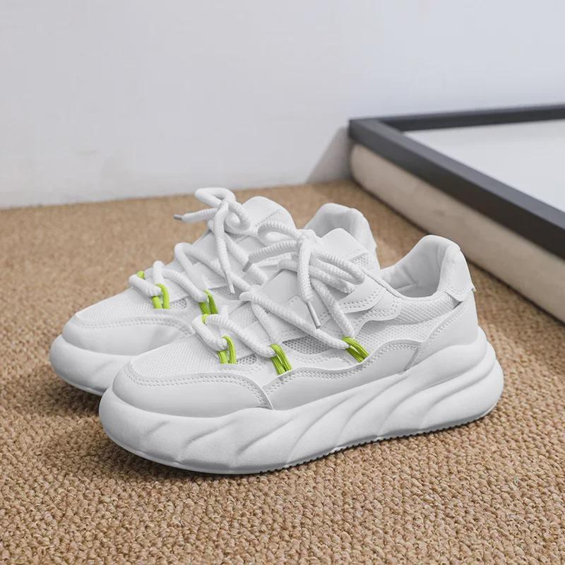 2024 Trendy Men's Niche Design Casual Bread Dad Shoes - Small White Celebrity Style