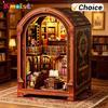 Montagem de Suporte de Livros DIY Madeira Livraria Cabine Suporte de Livros Tridimensional Modelo Feito à Mão Casas de Bonecas Livros Decoração de Casa Presentes
