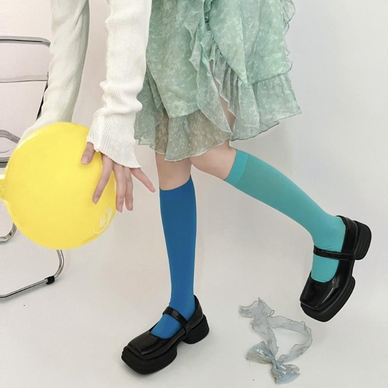 Colorful Calf Socks Velvets Knee High Stockings Lightweight Breathable Knee High Socks Student Girls Middle Tube Socks