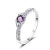 Women's Silver Color Amethyst Zirconia Ring - Light Luxury Simple Fashion Zircon Accessory for Europe & America