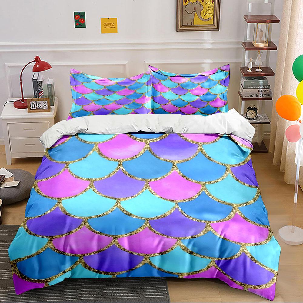 Mermaid Scale Bedding Set Bedding Duvet Cover Set Duvet Cover Pillowcases (1 * Duvet Cover 2 * Pillowcases, Without Duvet Insert)