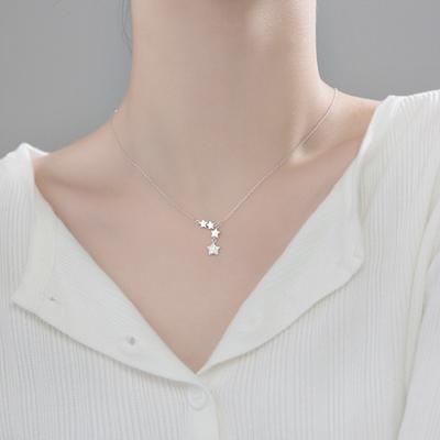 925 Sterling Silver Star Tutt Kaelakee Särav tsirkoon Viieharuline Tähe ripats Naistele Lihtne rangluu kett kõrge ehe kingitus