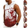 Men's Casual Sleeveless Hoodie with Drawstring Hood Halloween Print Muscle Tank Top Lightweight Summer Vest for Outdoor Gym