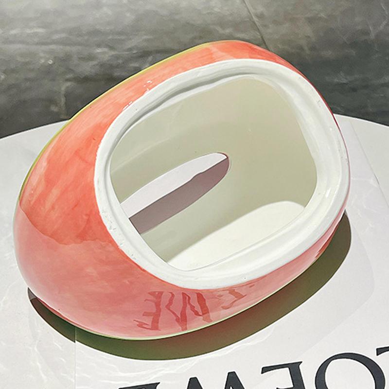 Ceramic Tissue Box Watermelon Shape Cartoon Fruit Tissue Box Holder Napkin Holder Desktop Storage Container Home Organizer