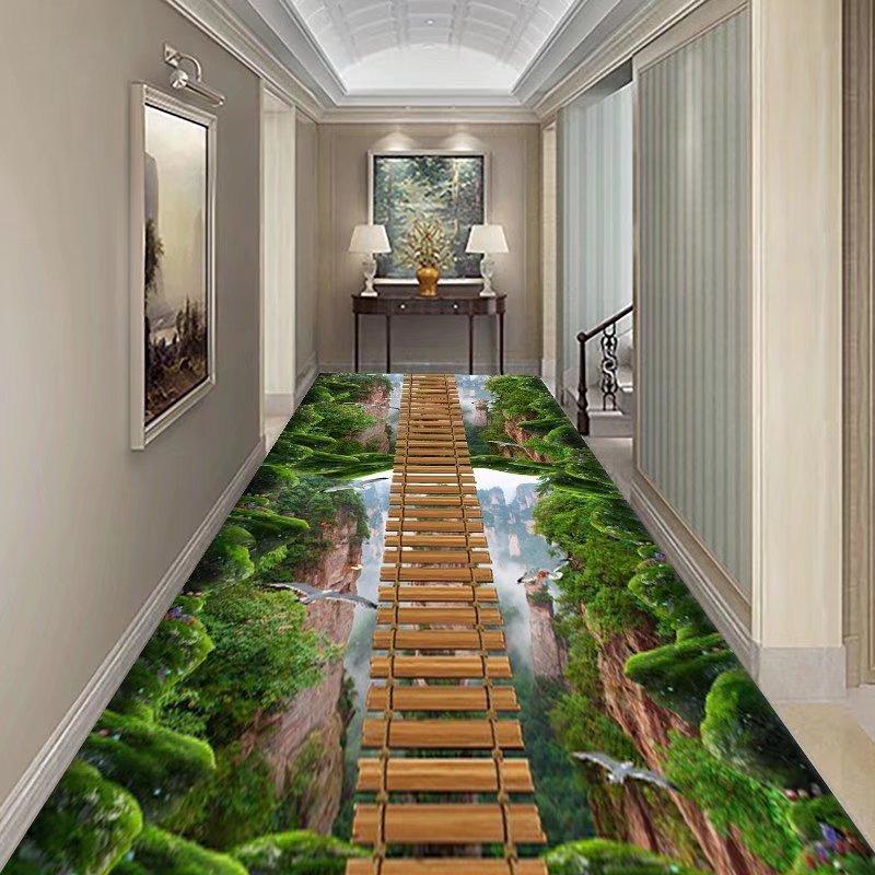 3D Three-dimensional Corridor Long Carpets Grass Stone HALLWAY Rug Can Be Customized Runner Carpet Paved Pastoral Road Stair Mat