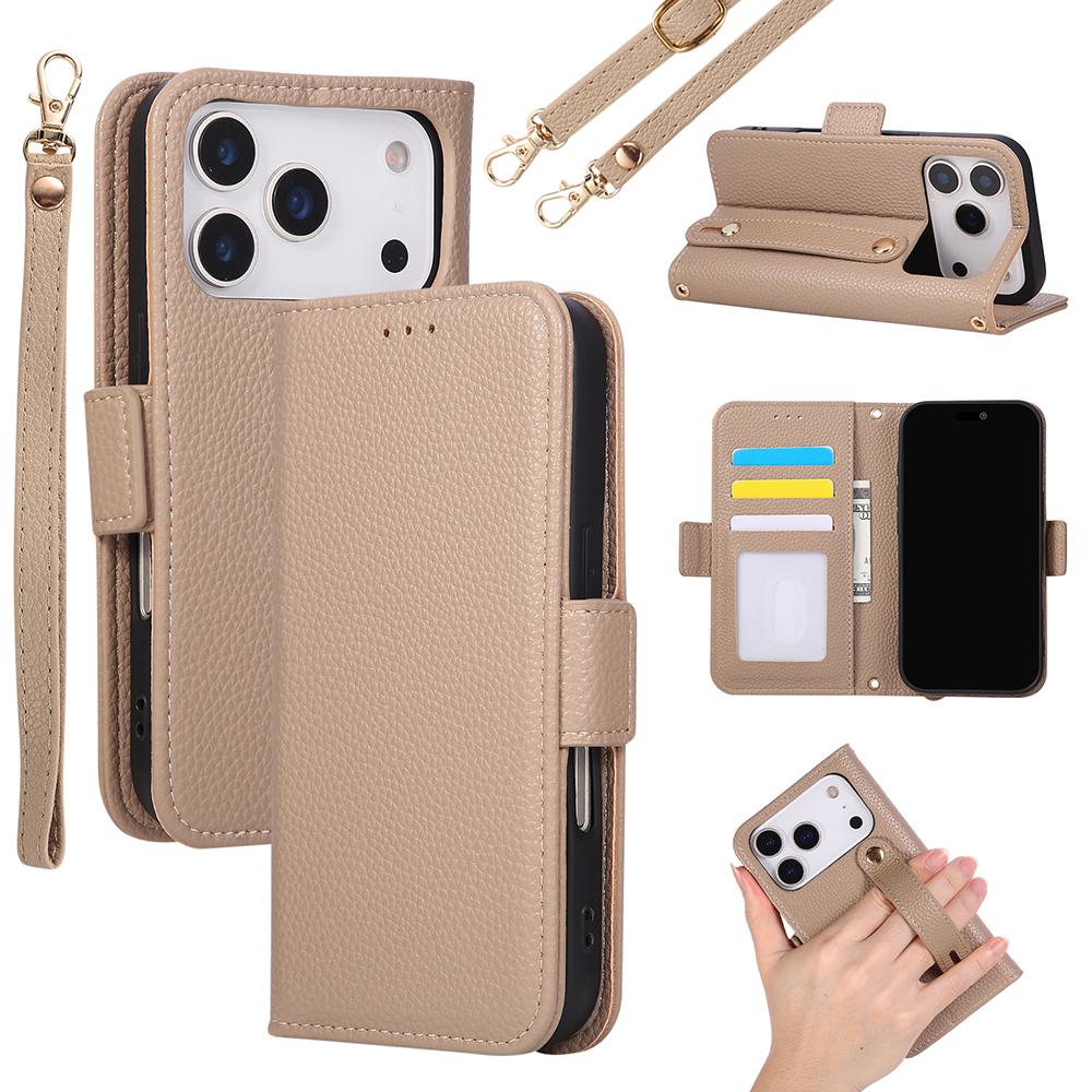PU Leather Ultra Wrist Strap Wallet Case for For IPhone 17 Air 16 15 14 13 12 11 Pro Max Plus Mini Cover with Card Holder