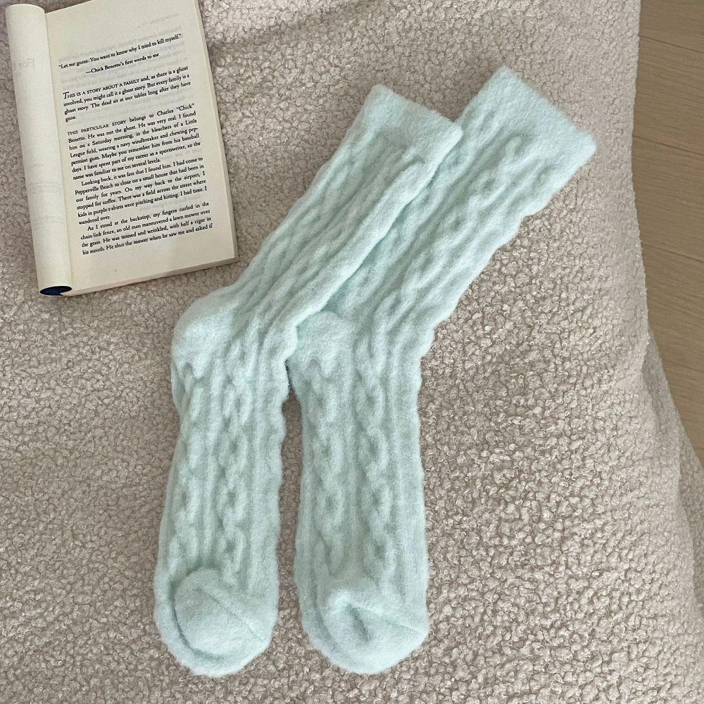Solid Color Cotton Socks Winter Fleece Socks Sleep Socks Velvet Socks  Women