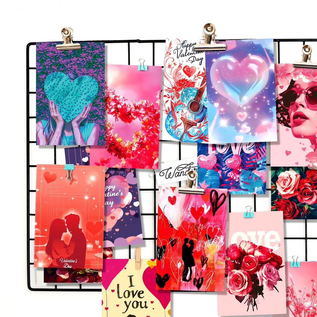 50 Valentine's Day Wall Decoration Cards For Living Room, Bedroom, Study Room Message Postcards