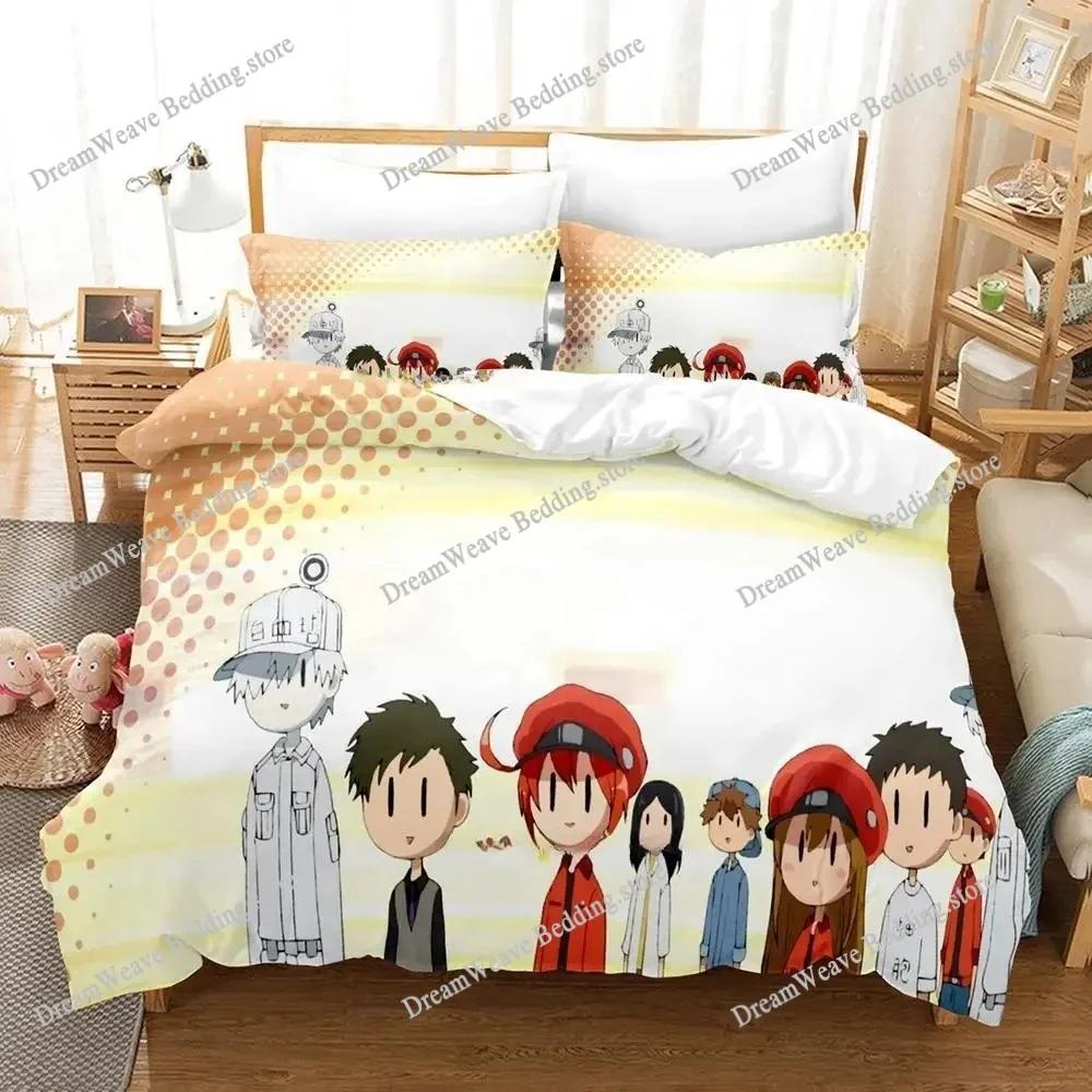 Cells At Work! Luxury Bedding Set Japan Anime Cartoon Duvet Cover Set Comforter Bedspread Twin Single Size Printed Home Textile