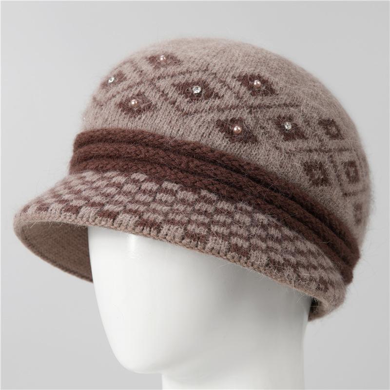 Hat women's autumn and winter warm thickened knitted wool hat cold basin hat
