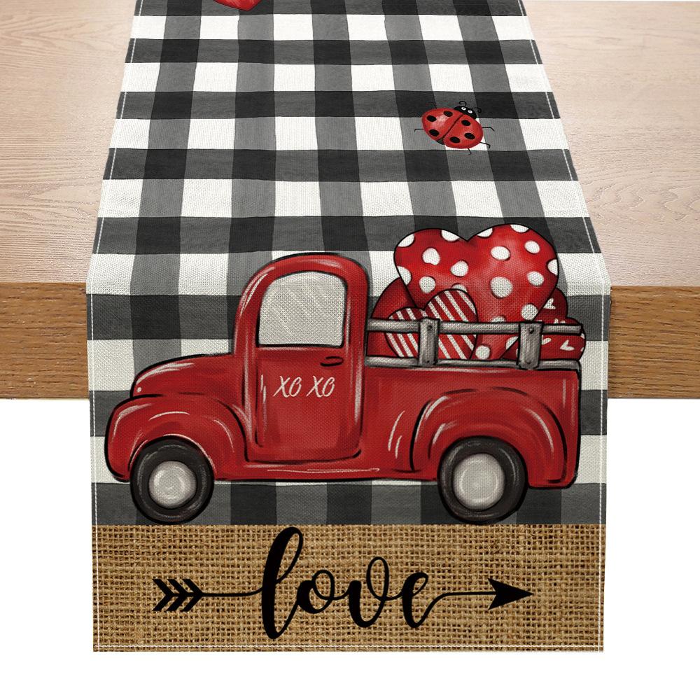 Table Flag Valentine's Day Love Home Decoration Table Cloth Tablecloth Linen Print