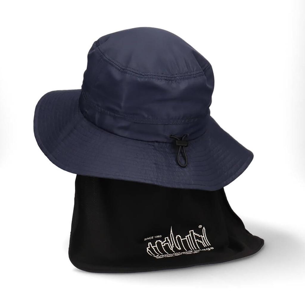 [Manhattan Portage] Sunshade Box Logo Adventure Hat with Logo Hat and Satin SUNSHADE LOGO HAT (013 Navy)