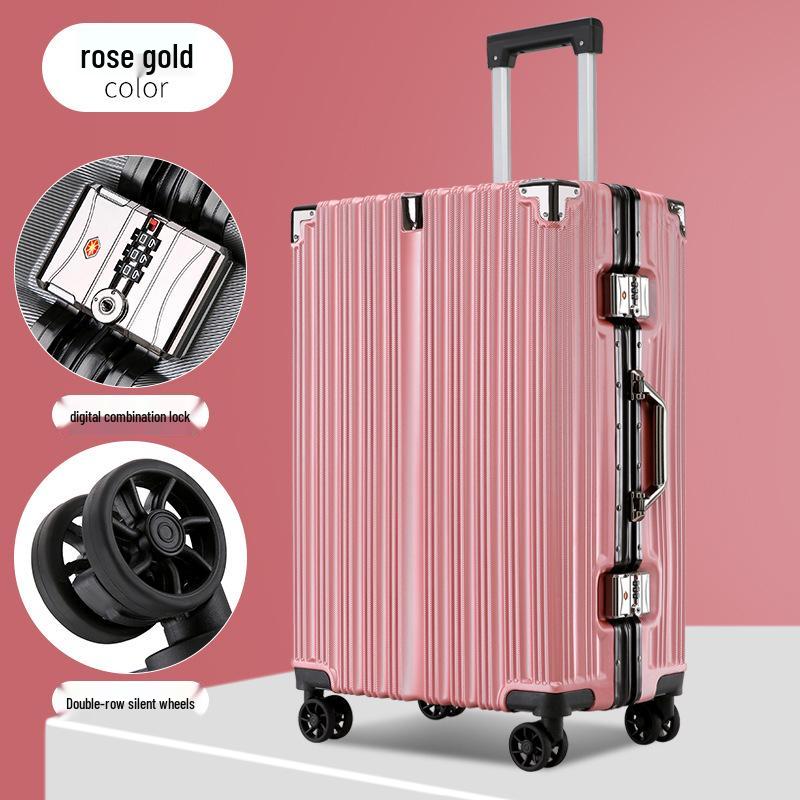 24-Inch Fashionable Aluminum Trolley Suitcase with Silent Wheels and Large Capacity for Women and Students