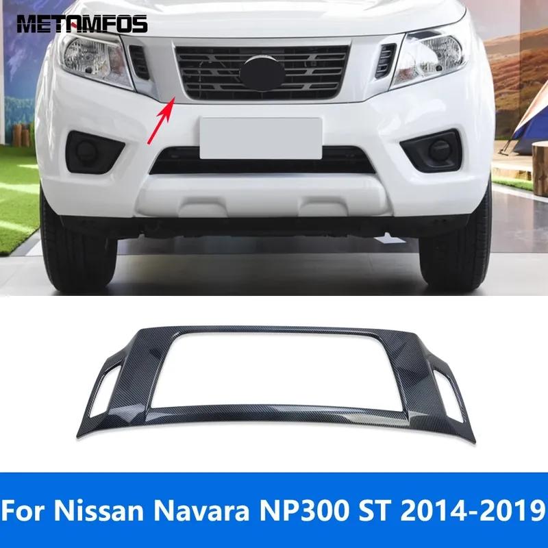 For Nissan Navara NP300 ST 2014-2018  Carbon Fiber Front Center Grille Racing Grill Cover Trim Frame Accessories Car Styling