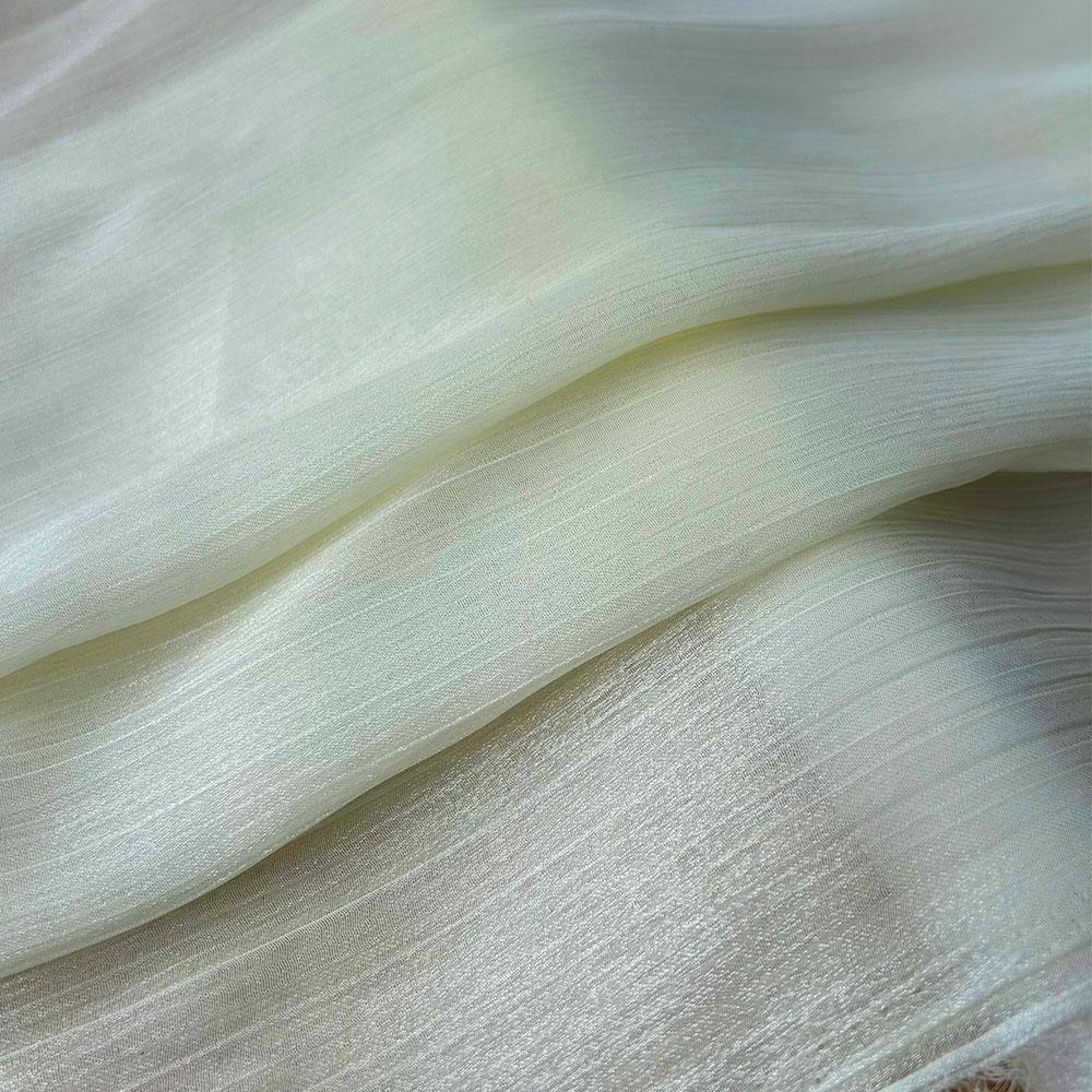 Silver Silk Sheer Crepe Chiffon Fabric Thin Crinkled Shiny Tulle For DIY Sewing Costume Shirts Wedding Party Backdrop Decoration