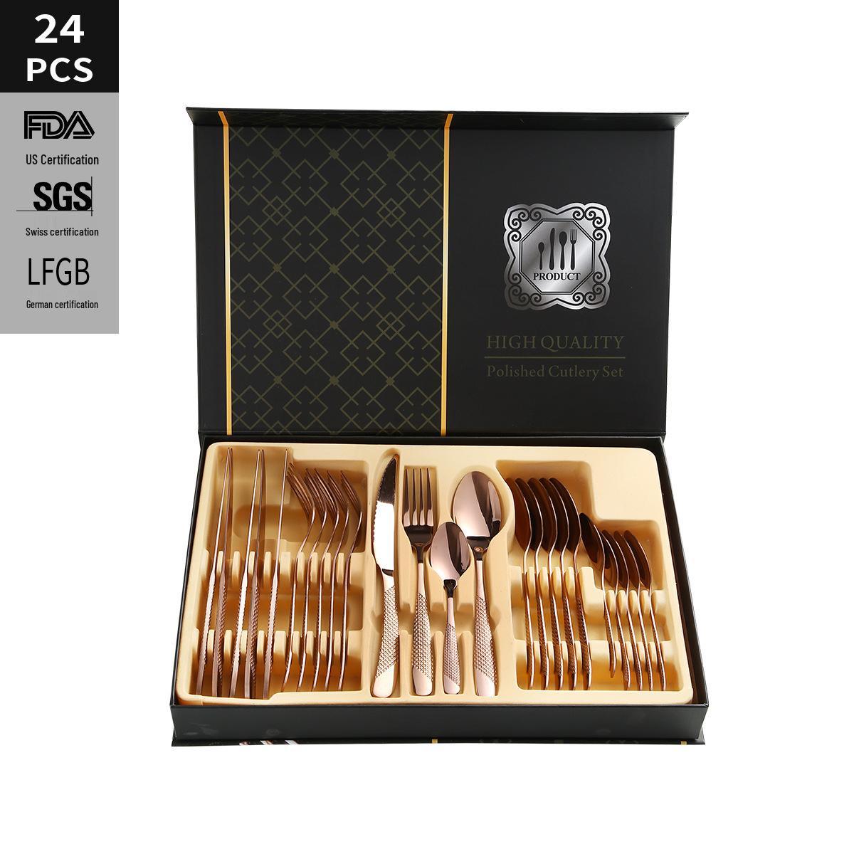 

Подарочная коробка: Набор из 4 стейковых ножей из нержавеющей стали, Набор западных столовых приборов из 24 предметов