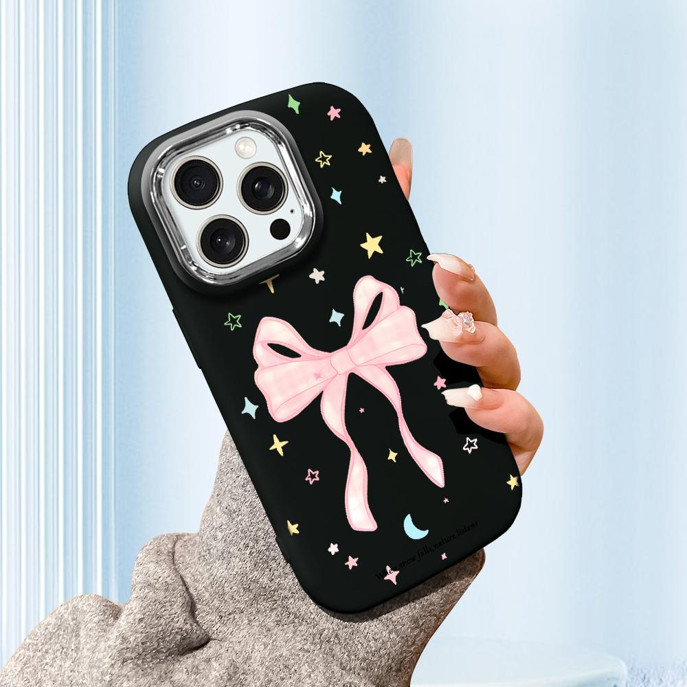 For iPhone 15 14 13 11ProMax 14 15 16 Samsung S25 S24 S23 S22 Redmi 10 13 14C Cartoon Black Cat Silver Edge Soft Liquid Silicone Protective Casing