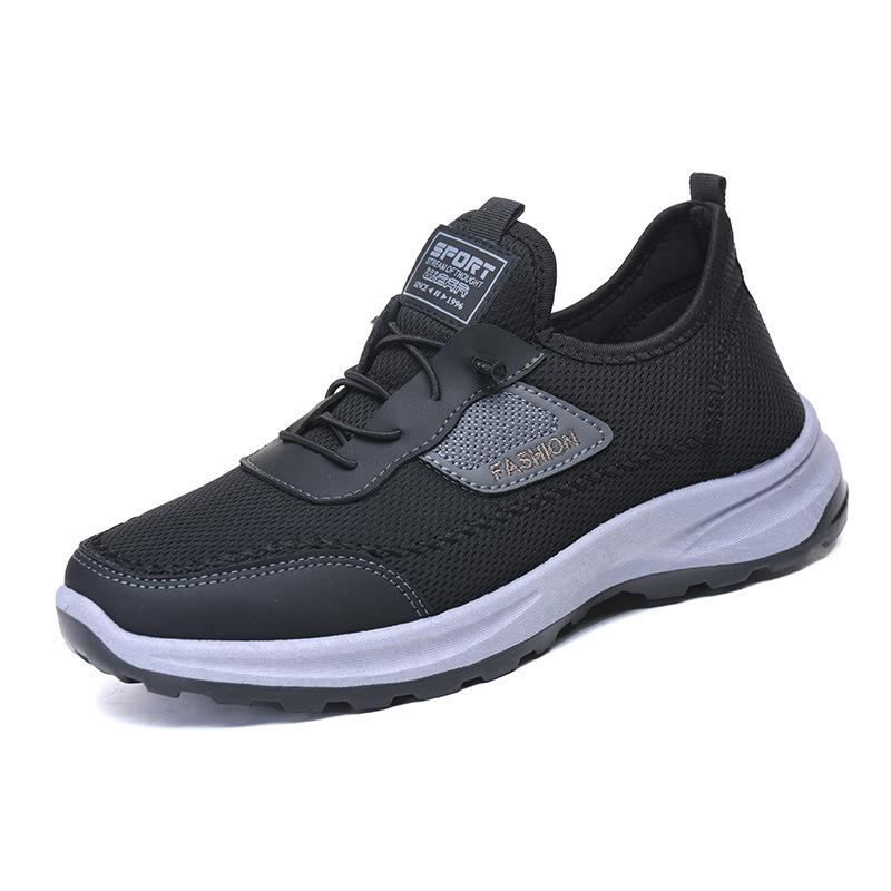 

2025 breathable fly-woven shoes men s old Beijing cloth shoes one-pedal comfortable soft-soled walking shoes casual men s single shoes 38 черный серый