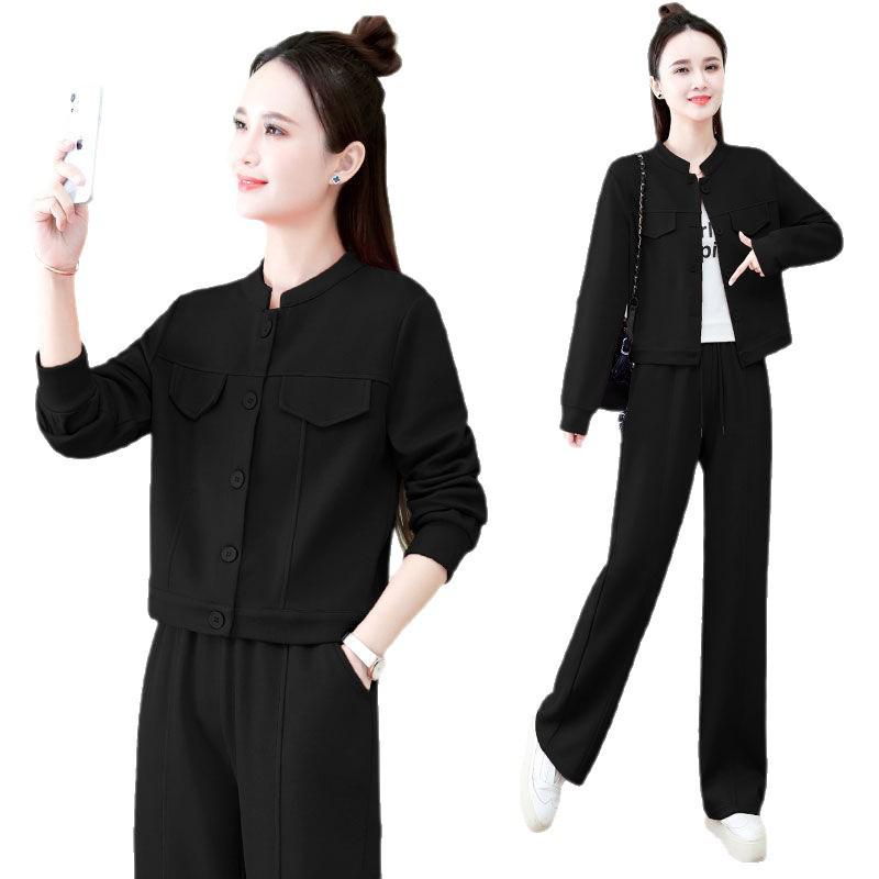 Women's European Style Two-Piece Set: High-End Jacket & Wide-Leg Pants for Spring, Autumn, Winter 2026