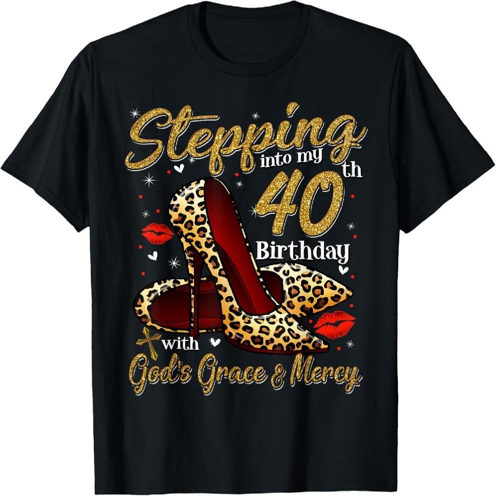 High Heels Stepping Into My 40th Birthday 40 and Fabulous T-Shirt XXXXXL чёрный