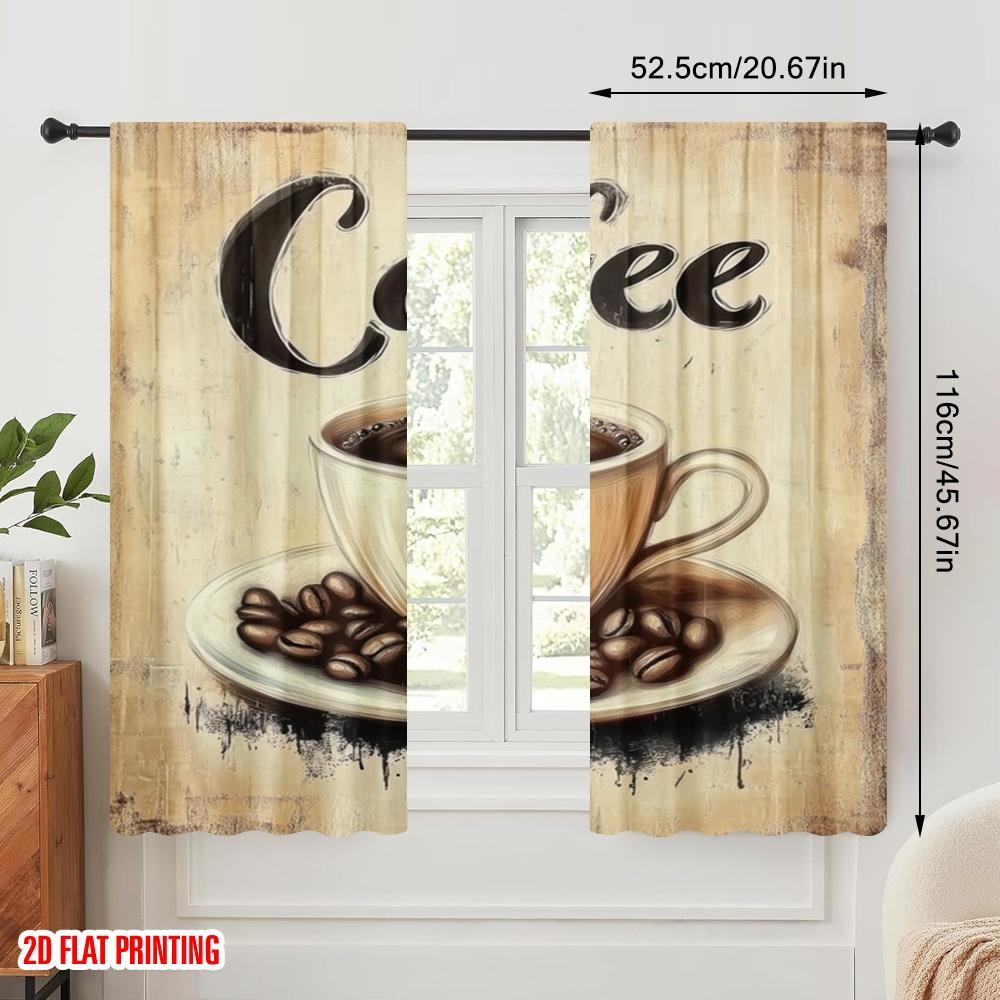 2pcs  2D plane printing Curtains&Window Treatment Morning Brew(1) Polyester Easy Install (without rod) Versatile All Use for