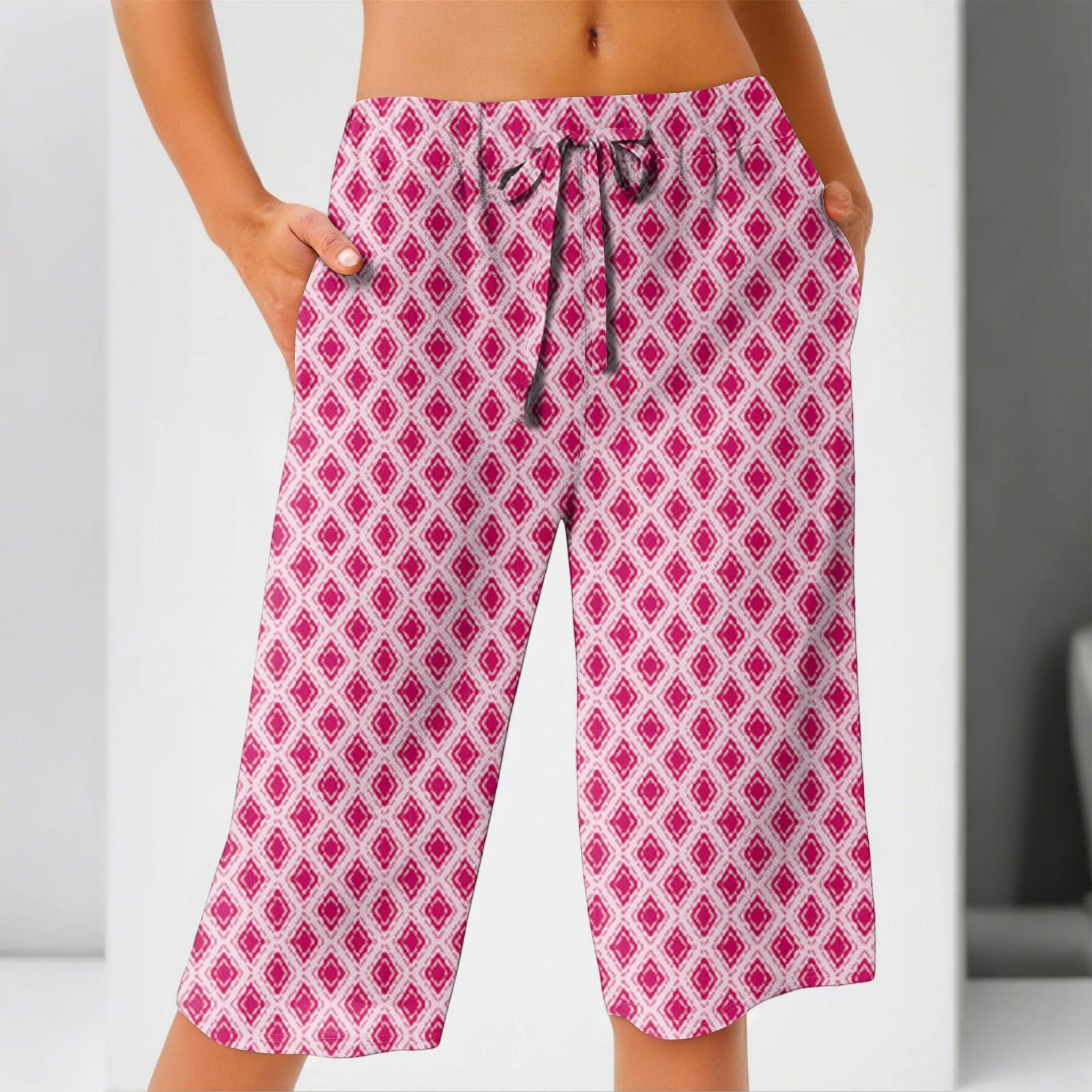 

Жіночі літні бавовняні та лляні вільні шорти з еластичною талією та принтом L