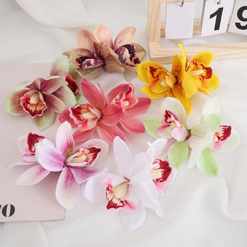Bohemian Style Hairpin Double Large Artificial Cymbidium Flower Hair Clip For Women And Girls Fashion Accessory