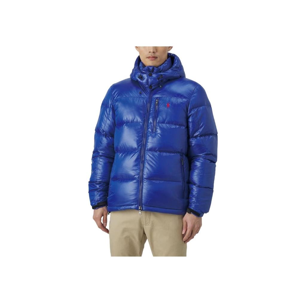 Polo Ralph Lauren Solid Color Logo Embroidered Hooded Long Sleeve Zipper Down Jacket Men Outerwear Blue 710889904-003