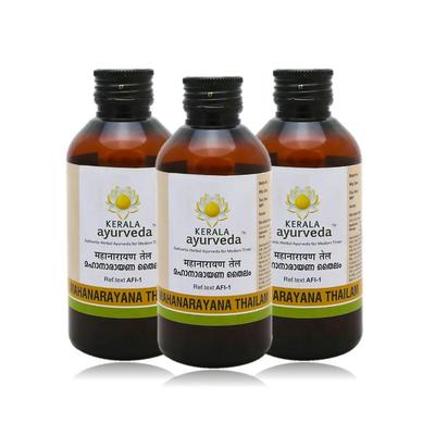 Mahanarayana Thailam 200 ml Packung mit 3 Stück Ayurvedisches Massageöl zur Muskel- und Gelenkentspannung
