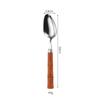 304 Stainless Steel Bamboo Joint Cutlery Set: Wood Handle Knife, Fork & Spoon - Stylish Western Dessert & Fruit Utensils