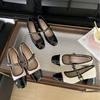 2025 Spring and Autumn New Fashion Versatile Thick Heel French Small Fragrant Splicing Square Head Mary Jane Single Shoes Women's Shoes