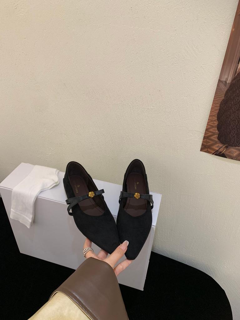 2025 autumn new thick heel pointed head light mouth leopard print single shoes women's one-word buckle suede Mary Jane evening shoes