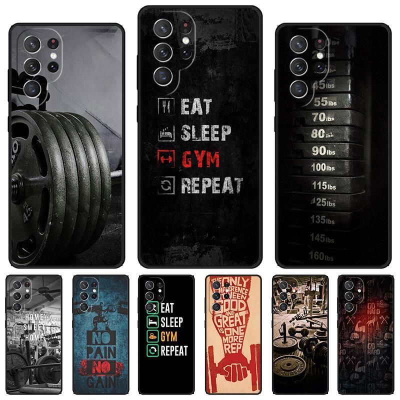 Gym Fitness Bodybuilding phone case For Samsung Galaxy S24 S25 S23 S22 Ultra Note 10 20 Plus S20 S21 FE Cover