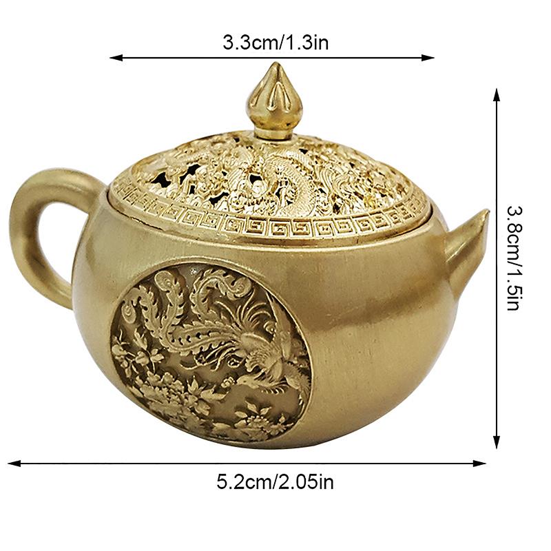 1Pc Mini Retro Style Alloy Incense Burner Buddhism Lotus Censer Bronze Dragon And Phoenix Water Bottle Incense Burner